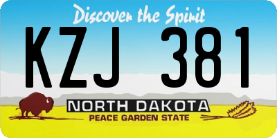 ND license plate KZJ381