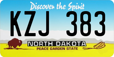 ND license plate KZJ383