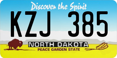 ND license plate KZJ385