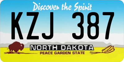 ND license plate KZJ387