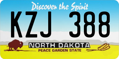 ND license plate KZJ388