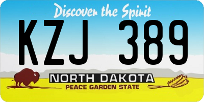 ND license plate KZJ389
