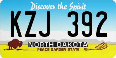 ND license plate KZJ392