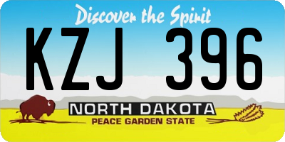 ND license plate KZJ396