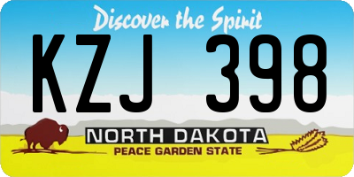 ND license plate KZJ398