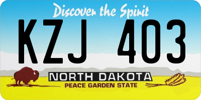 ND license plate KZJ403