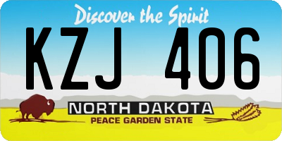 ND license plate KZJ406