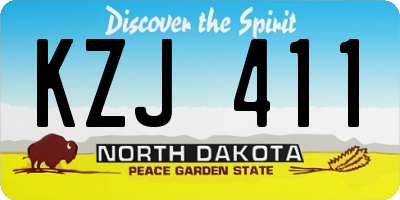 ND license plate KZJ411