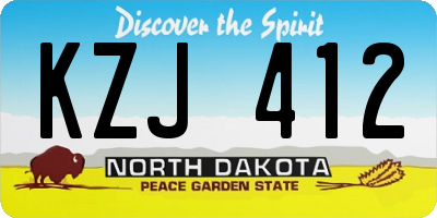 ND license plate KZJ412
