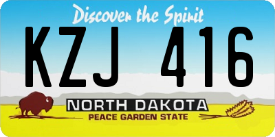 ND license plate KZJ416