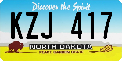 ND license plate KZJ417