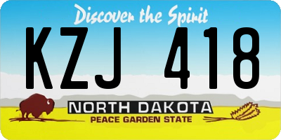 ND license plate KZJ418