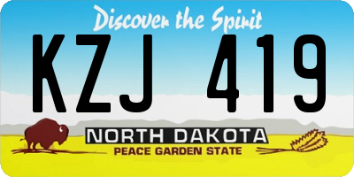 ND license plate KZJ419