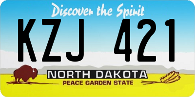 ND license plate KZJ421