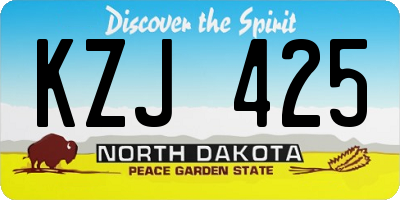 ND license plate KZJ425