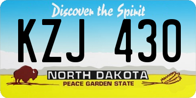 ND license plate KZJ430