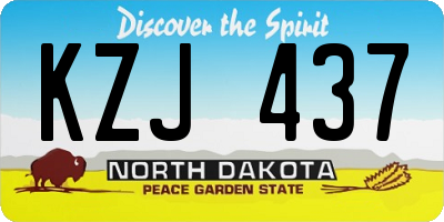ND license plate KZJ437