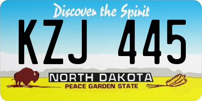 ND license plate KZJ445