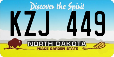 ND license plate KZJ449