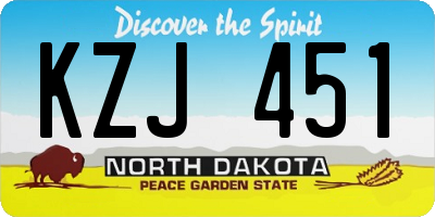 ND license plate KZJ451