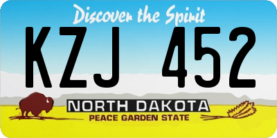 ND license plate KZJ452