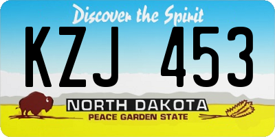 ND license plate KZJ453