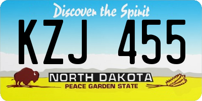 ND license plate KZJ455