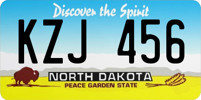 ND license plate KZJ456