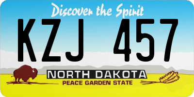 ND license plate KZJ457