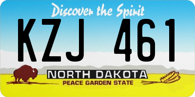 ND license plate KZJ461