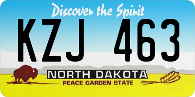 ND license plate KZJ463