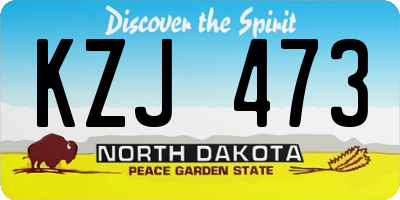 ND license plate KZJ473