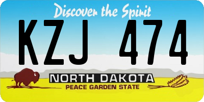 ND license plate KZJ474