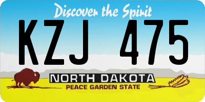 ND license plate KZJ475