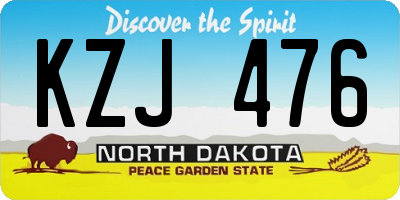ND license plate KZJ476