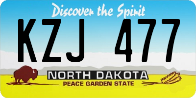 ND license plate KZJ477