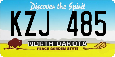 ND license plate KZJ485