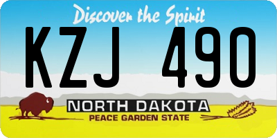 ND license plate KZJ490