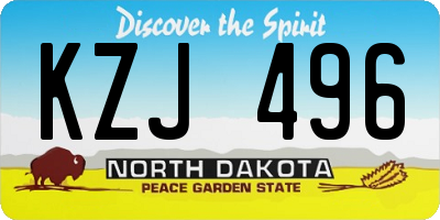 ND license plate KZJ496