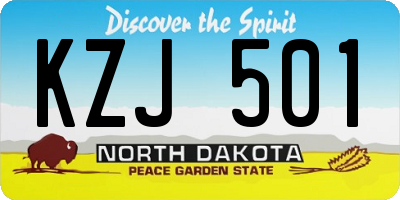 ND license plate KZJ501