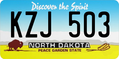 ND license plate KZJ503