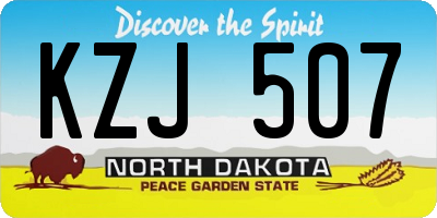 ND license plate KZJ507