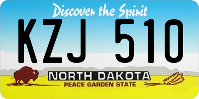 ND license plate KZJ510