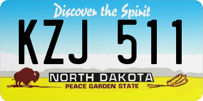 ND license plate KZJ511