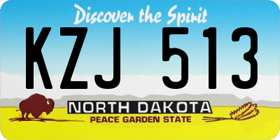 ND license plate KZJ513
