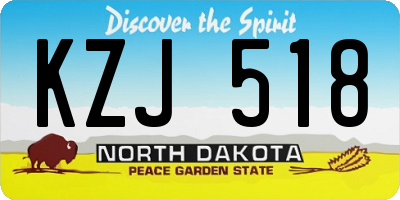 ND license plate KZJ518