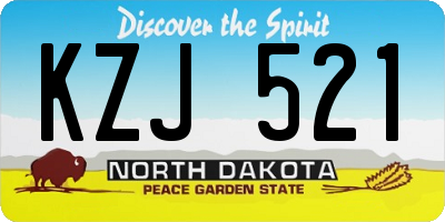 ND license plate KZJ521