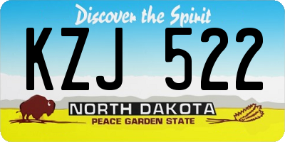 ND license plate KZJ522