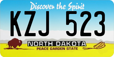 ND license plate KZJ523