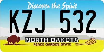 ND license plate KZJ532